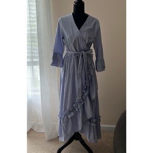 Striped cotton wrap dress
